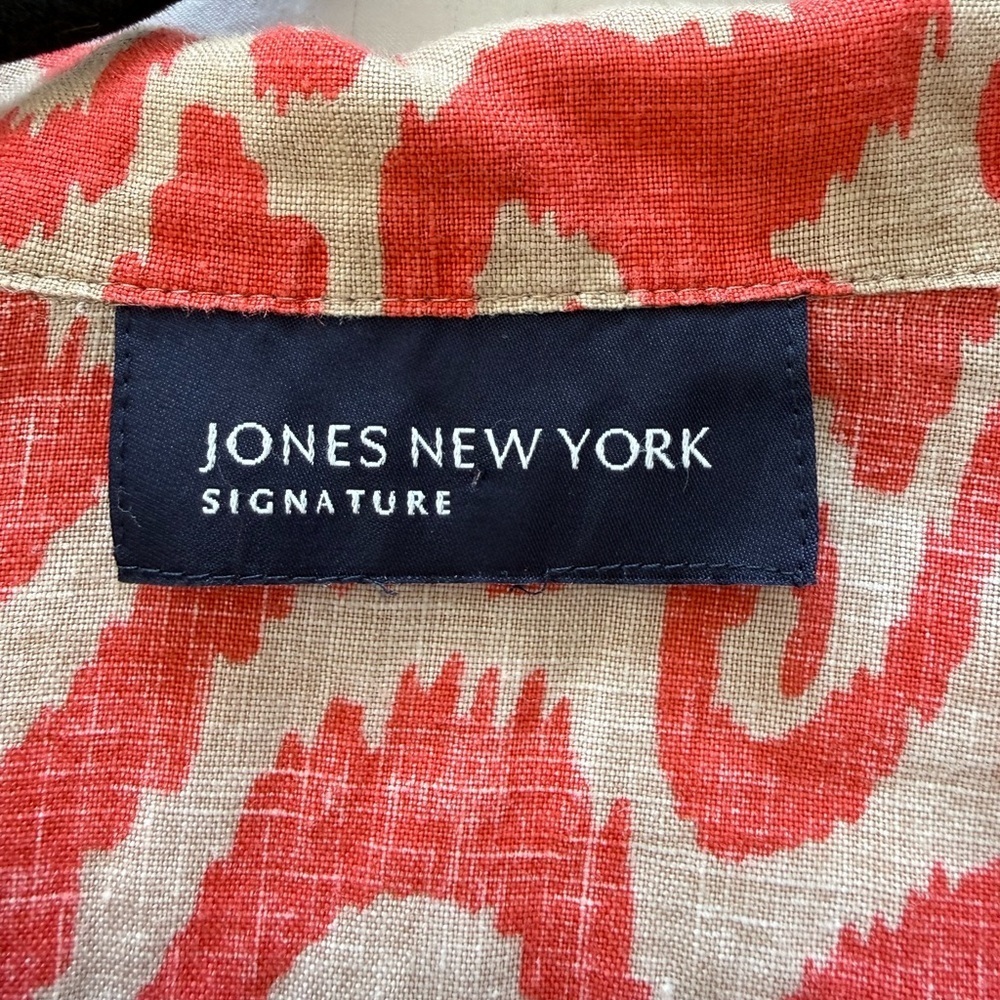 Jones New York 100% Linen Popover Top Size Large Lagenlook Summer Nautical Beach - Picture 2 of 6